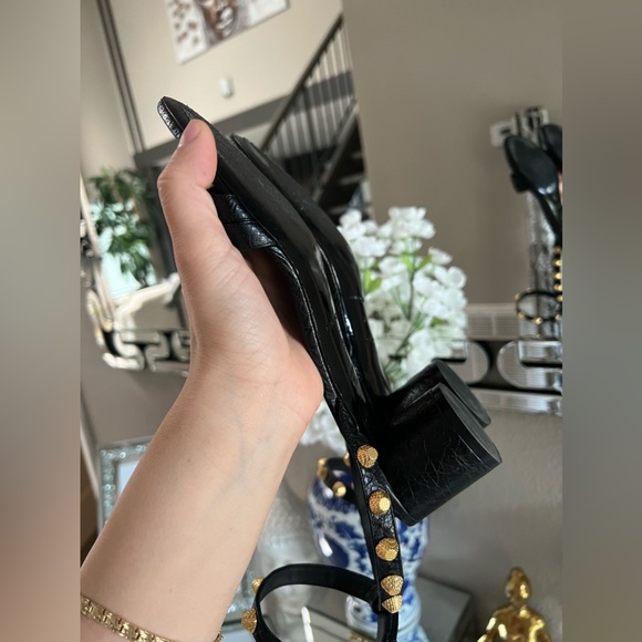Balenciaga Leather Block Heel Studded Sandals - Picture 10 of 16